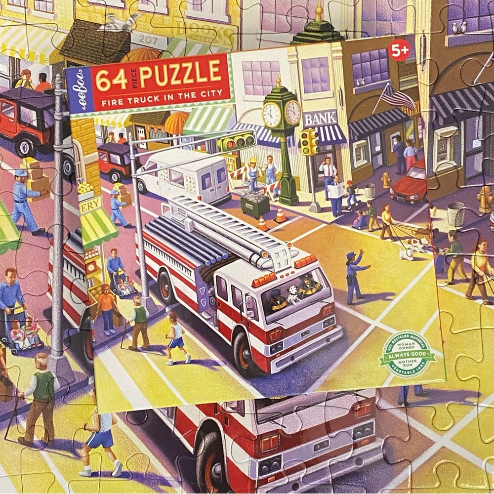 Eeboo 64 Piece Jigsaw Puzzle Fire Truck in the City